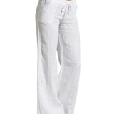 Linnen broek dames | Luchtige damesbroek met elastische taille | Comfortabele zomerbroek