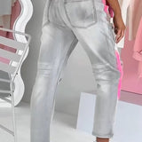 Alina™ Trendy damesjeans met graffiti-print