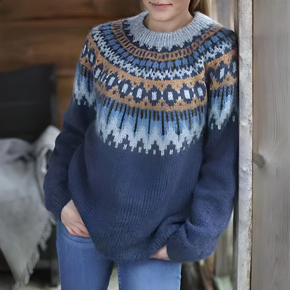 Breipatroon Gebreide poncho met Noors patroon