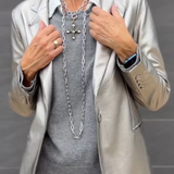 Anne-Fleur™ Glanzende Metallic Blazer