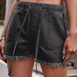 Dames Denim Shorts – Zomers en Comfortabel met Franjes en Elastische Taille