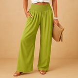 Loïs dames broek | Luchtige zomerbroek met rechte pijpen en elastische taille