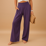 Loïs dames broek | Luchtige zomerbroek met rechte pijpen en elastische taille