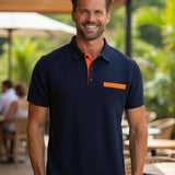 Liam | Wafelstructuur Poloshirt met opvallende contrastkleur