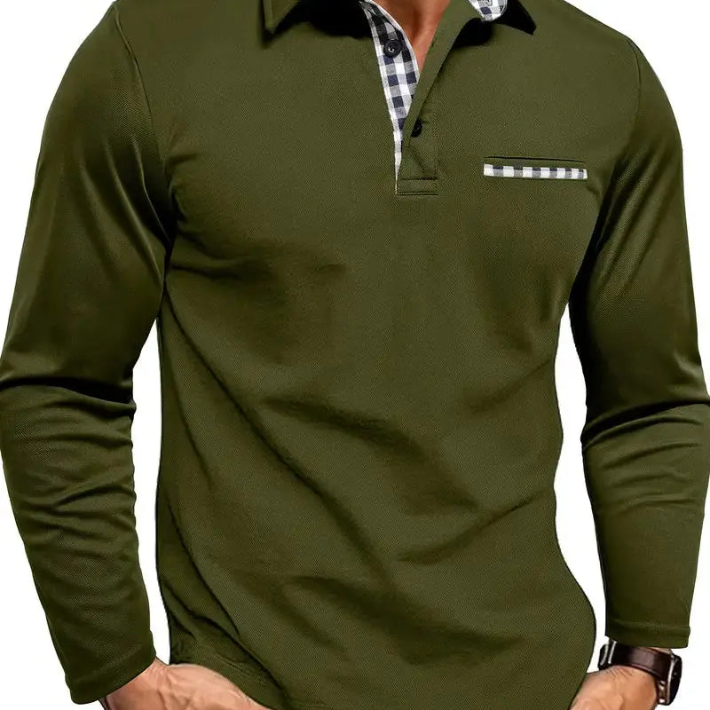 Heren Polo Lange Mouw Casual Stretch Comfort