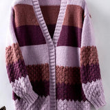 Gebreide™ Gestreepte Cardigan | Acryl | Kleurrijk en Gezellig