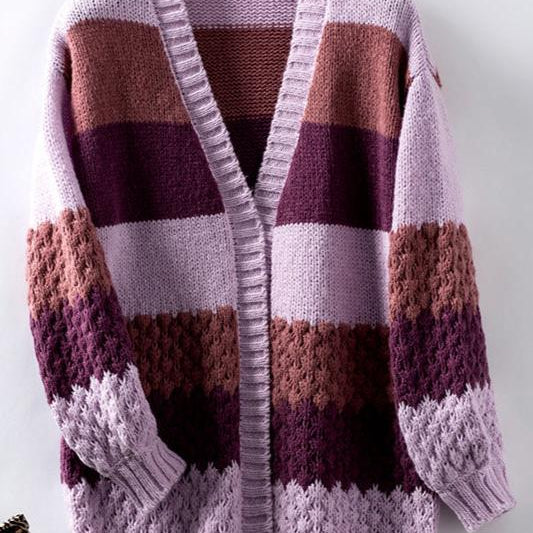 Gebreide™ Gestreepte Cardigan | Acryl | Kleurrijk en Gezellig