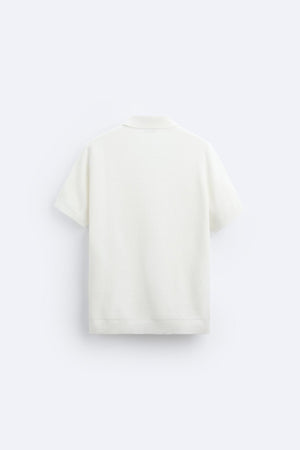 Klassiek gebreid poloshirt in wit
