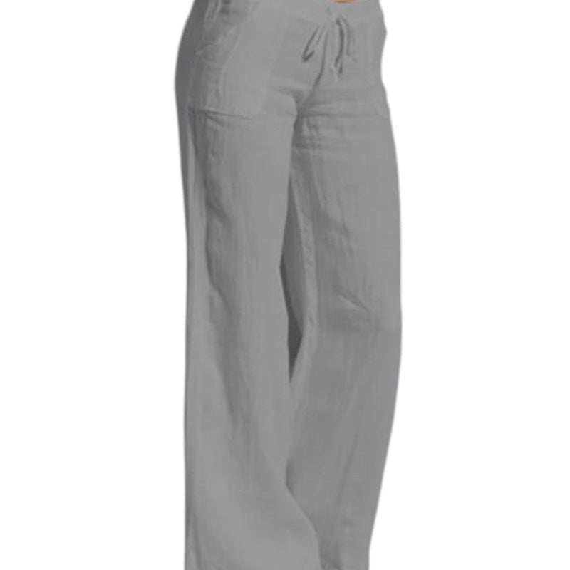 Linnen broek dames | Luchtige damesbroek met elastische taille | Comfortabele zomerbroek