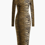 Leona | Elegante Luipaard-Print Midi-jurk – Wild & Stijlvol