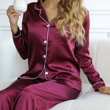Amber-Louise™ Luxe Satijnen Dames Pyjama Set