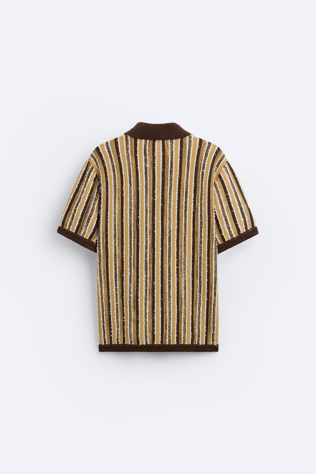 Retro Gebreide Poloshirt met Strepenpatroon