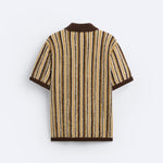 Retro Gebreide Poloshirt met Strepenpatroon