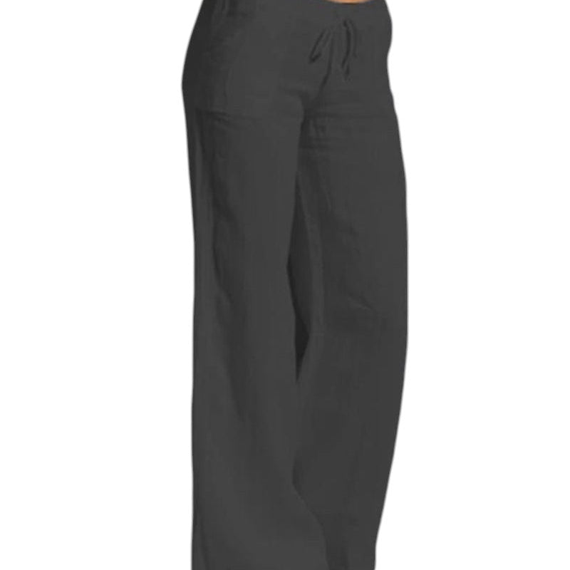 Linnen broek dames | Luchtige damesbroek met elastische taille | Comfortabele zomerbroek
