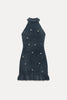 Lola | Gebreide Minidress met Parels en Rimpelrand