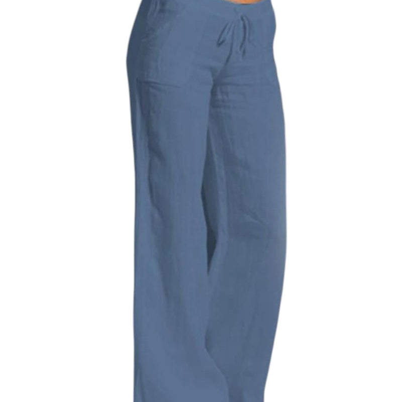 Linnen broek dames | Luchtige damesbroek met elastische taille | Comfortabele zomerbroek