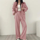 Athena | Effen Blazer- en Rechte Pantalon Set voor Dames