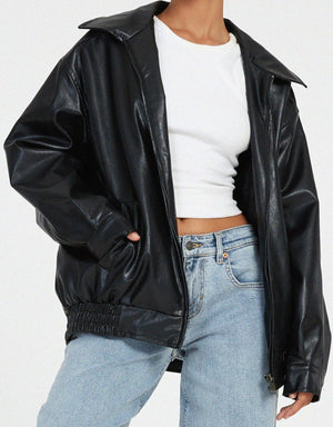 Sophia | Oversized PU-Leren Jas Dames – Modieuze Look, Hoogwaardig Kunstleer