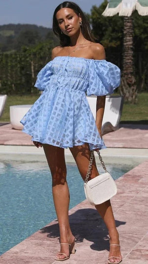 Luna | Off-Shoulder Minidress – Zachte elegantie met romantische flair