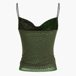 Janet | Spaghetti-bandjes Bodycon Mesh-Camisole met Drapering