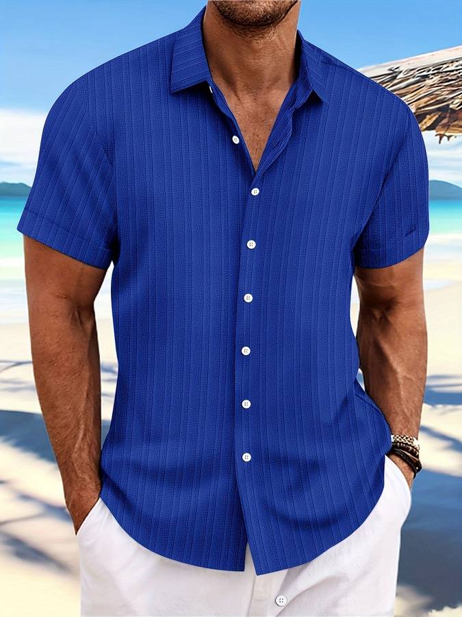 Owen | Relaxed Fit Gestreept Korte Mouwen Zomerhemd