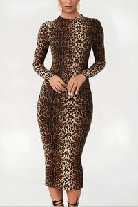 Leona | Elegante Luipaard-Print Midi-jurk – Wild & Stijlvol