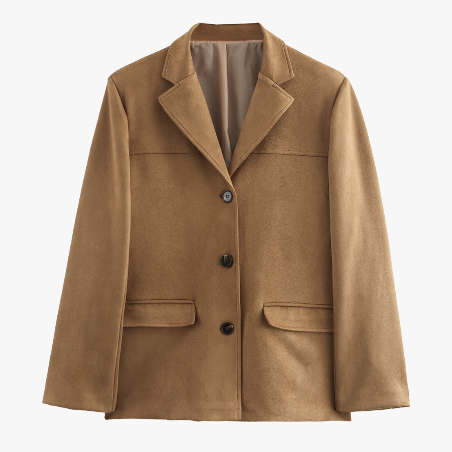 Miranda | Klassieke Blazer van Suède-look in Bruin