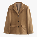 Miranda | Klassieke Blazer van Suède-look in Bruin