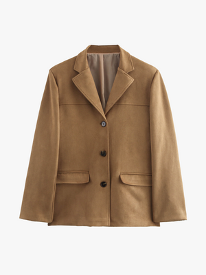 Miranda | Klassieke Blazer van Suède-look in Bruin