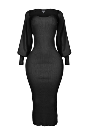 Amelia™ Elegante midi-jurk met lange mouwen