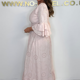 Boho Maxi-jurk met Ruches en Borduursel