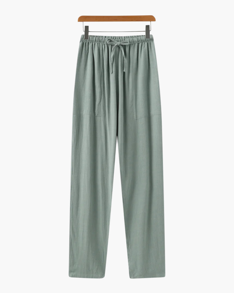 Adrian | Lichte Slim Fit Heren Zomer Linnenbroek met Koord