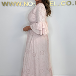 Boho Maxijurk met Rimpelmouwen en Borduursel