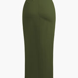 Fridoline | Elegante Midirok met Wickeloptiek, Drapering en Hoge Split