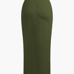 Fridoline | Elegante Midirok met Wickeloptiek, Drapering en Hoge Split