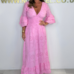 Boho Maxijurk met Rimpelmouwen en Borduursel