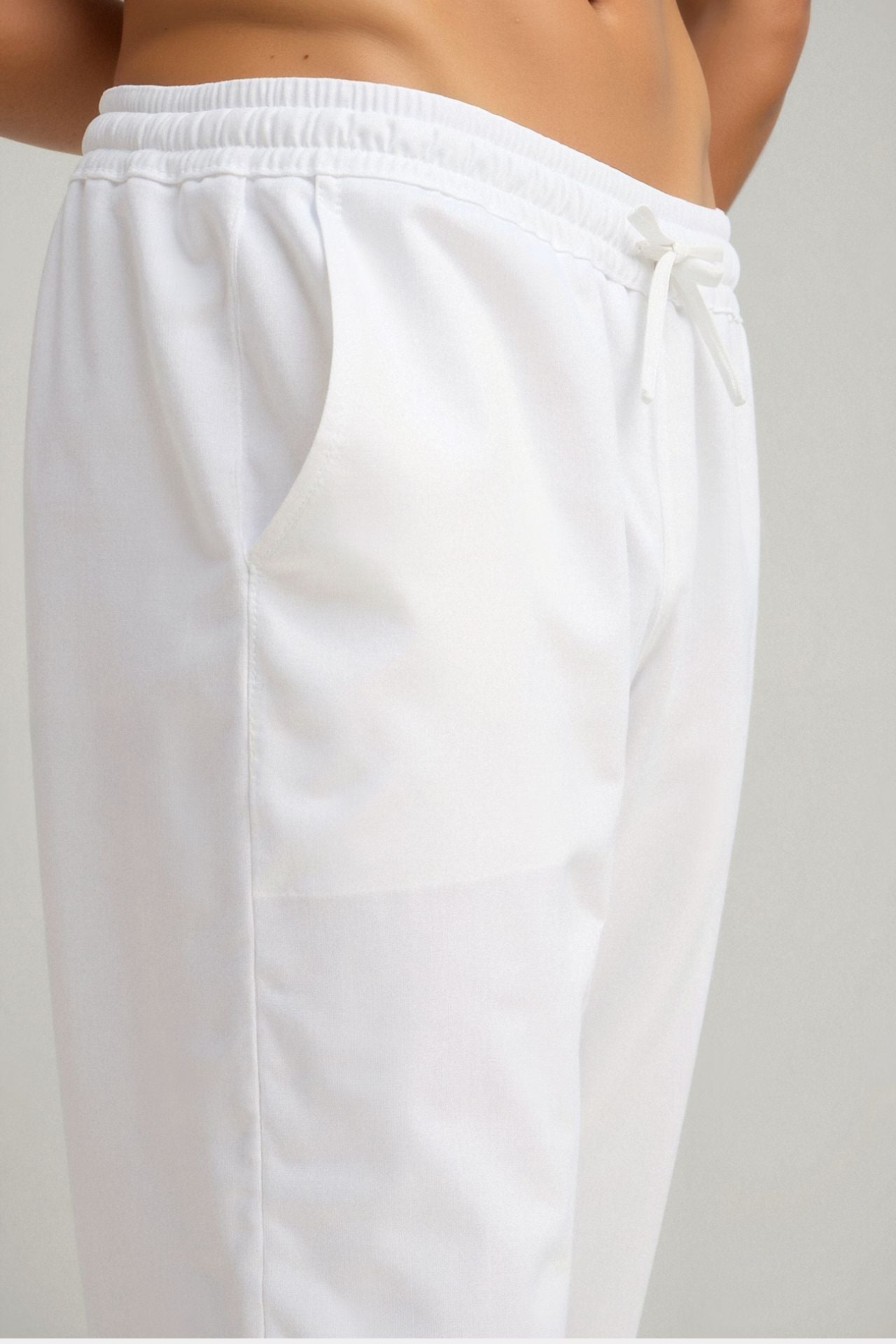 Leonardo | Heren-Loungebundhose in Wit met Kordelzug