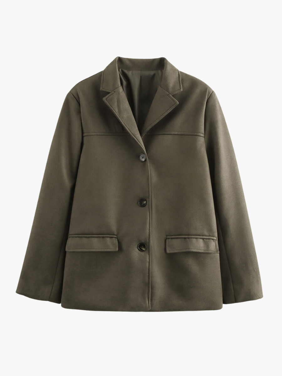 Miranda | Klassieke Blazer van Suède-look in Bruin
