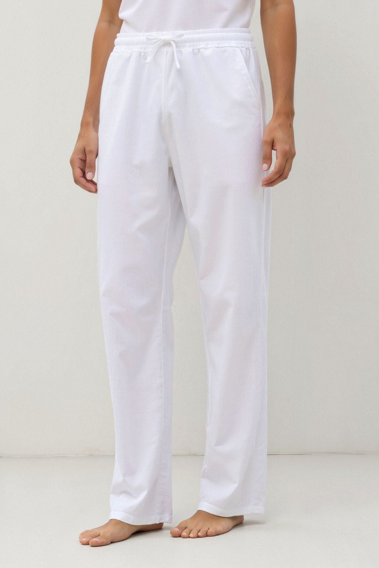 Leonardo | Heren-Loungebundhose in Wit met Kordelzug
