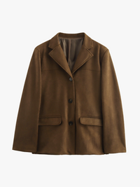 Miranda | Klassieke Blazer van Suède-look in Bruin