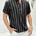 Samuel | Korte mouwen Henley zomerhemd met streepmotief