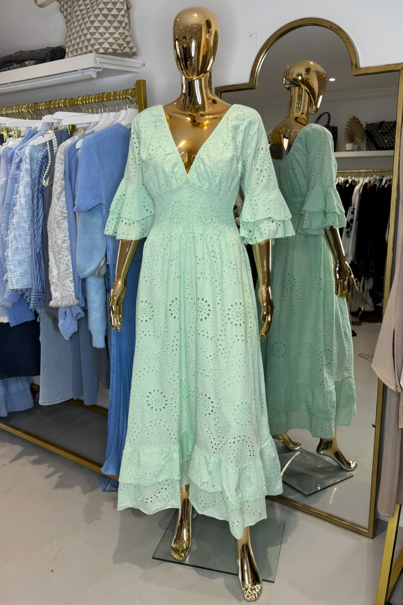 Boho Maxijurk met Rimpelmouwen en Borduursel