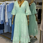 Boho Maxijurk met Rimpelmouwen en Borduursel