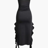 Sofia | Elegante Bandeau-Maxikleed met Volant-Details – Tijdloze Raffinement