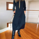 Claudia™ Elegante Midi-Jurk met Lange Mouwen