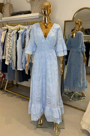 Boho Maxijurk met Rimpelmouwen en Borduursel