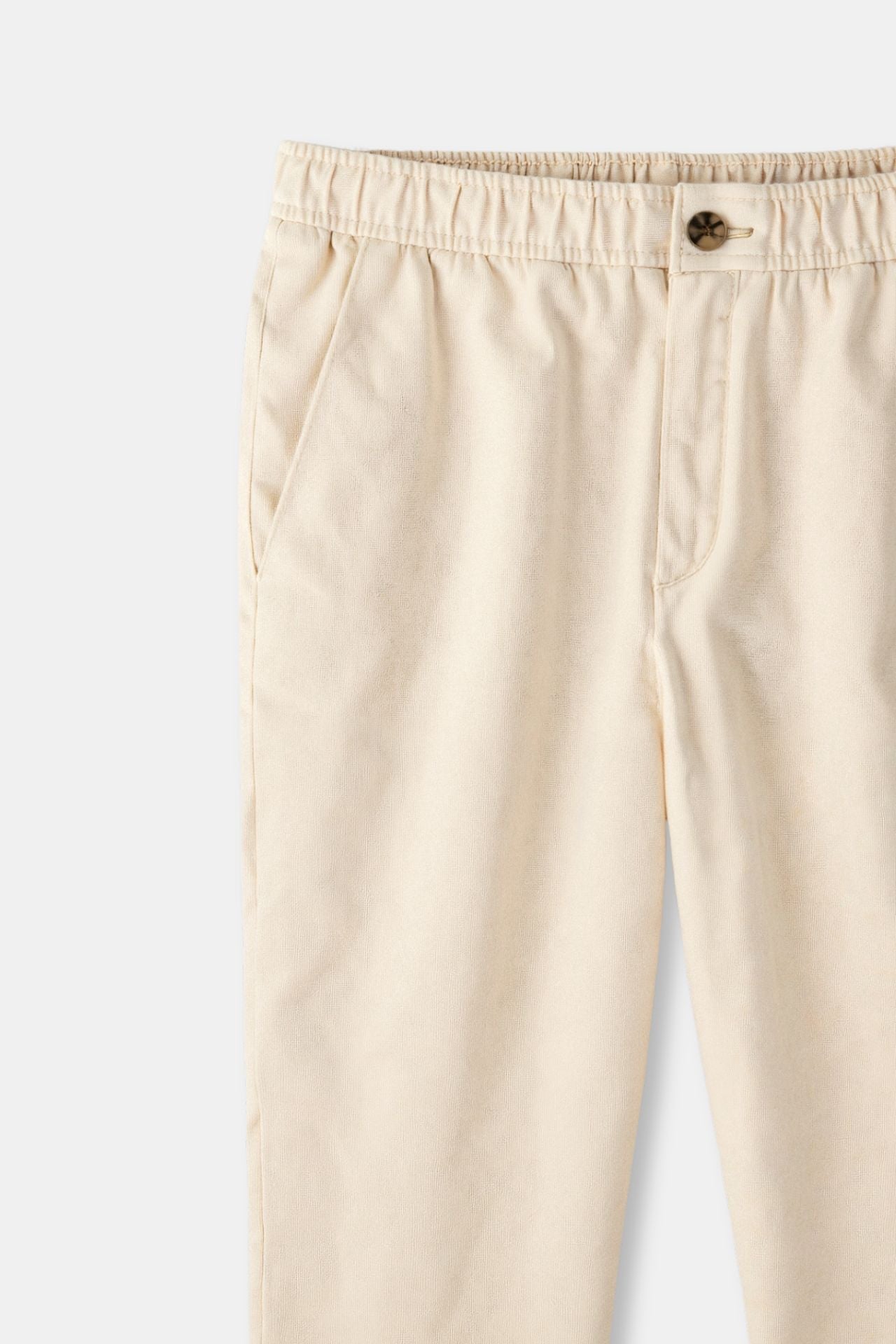 Killian | Beige herenbroek met elastische tailleband en knoopsluiting