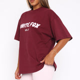 Offstage Oversized T-shirt Rode Fluweel – Gedurfd, Comfortabel en Moeiteloos Stijlvol