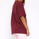 Offstage Oversized T-shirt Rode Fluweel – Gedurfd, Comfortabel en Moeiteloos Stijlvol