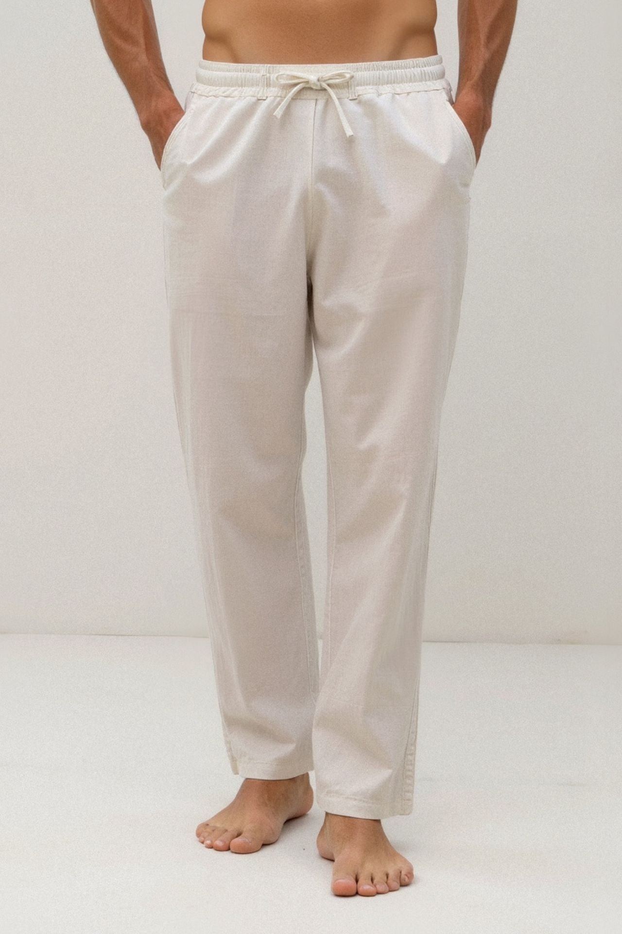 Leonardo | Heren-Loungebundhose in Wit met Kordelzug